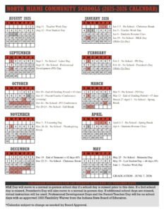 NORTH MIAMI COMMUNITY SCHOOLS calendar
