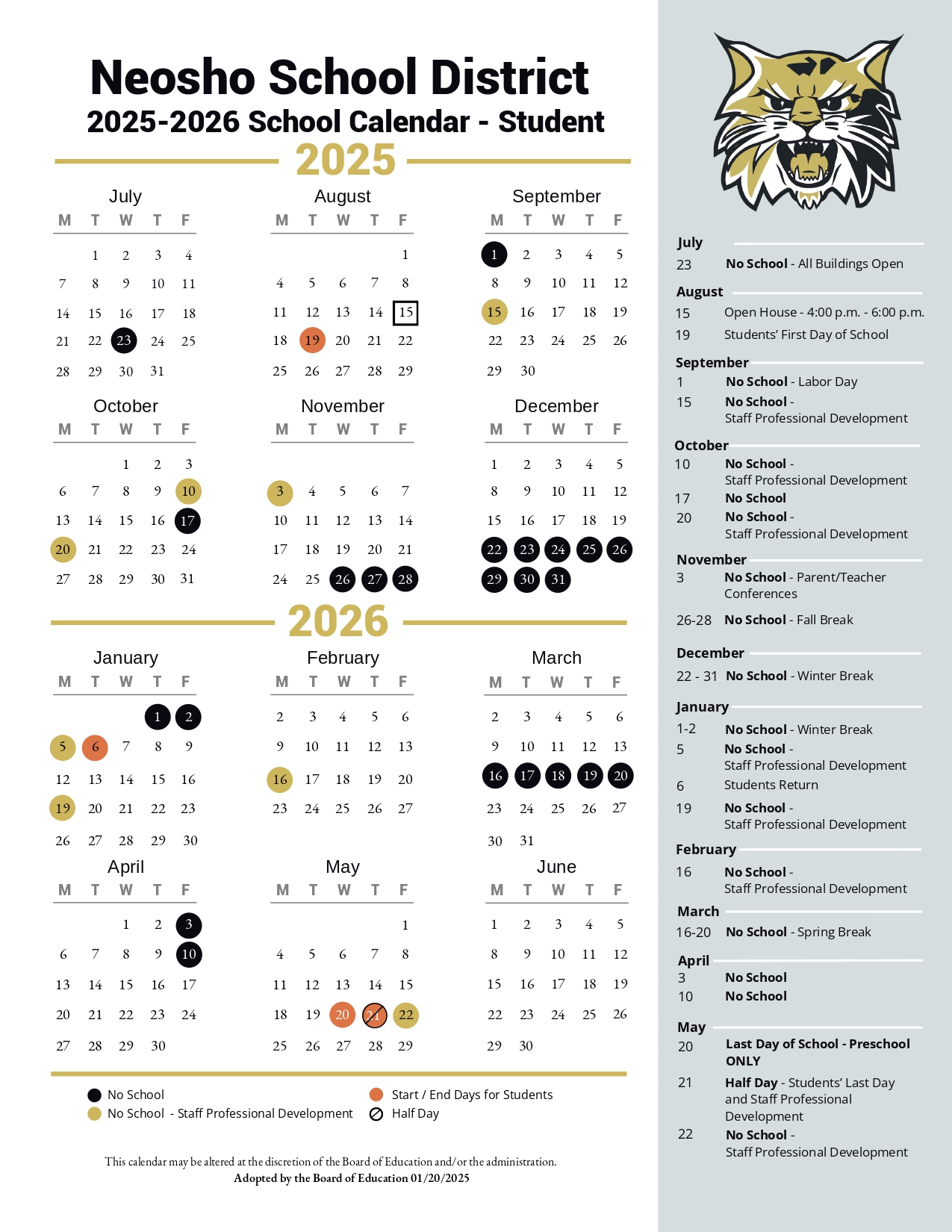 Neosho School District MO 25 26 Calendar Revised PDF EduCounty