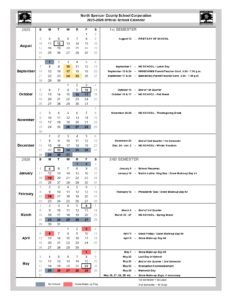 North Spencer County School Corporation, 2025 2026 calendar