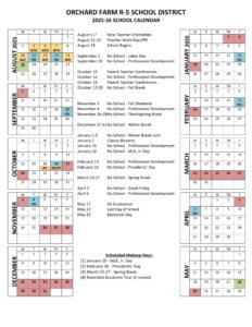 ORCHARD FARM R-5 SCHOOL DISTRICT CALENDAR