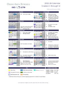 OSSEO AREA SCHOOLS ISD 279 25-26 CALENDAR