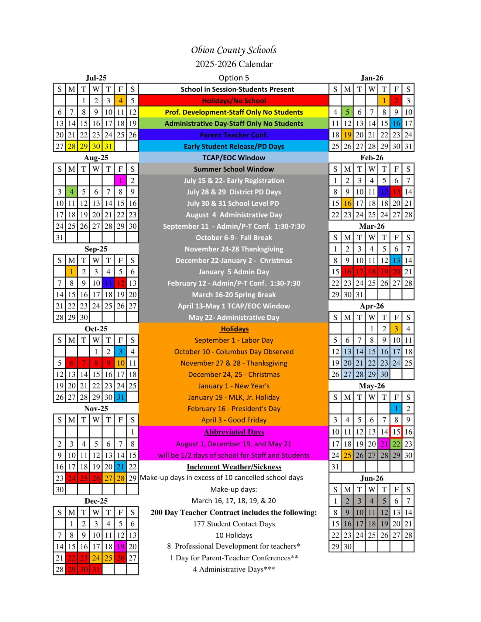 Obion County School District Calendar 25 26 Revised PDF EduCounty Obion County School District Calendar 25 26 Revised PDF EduCounty