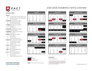 PACT charter school calendar