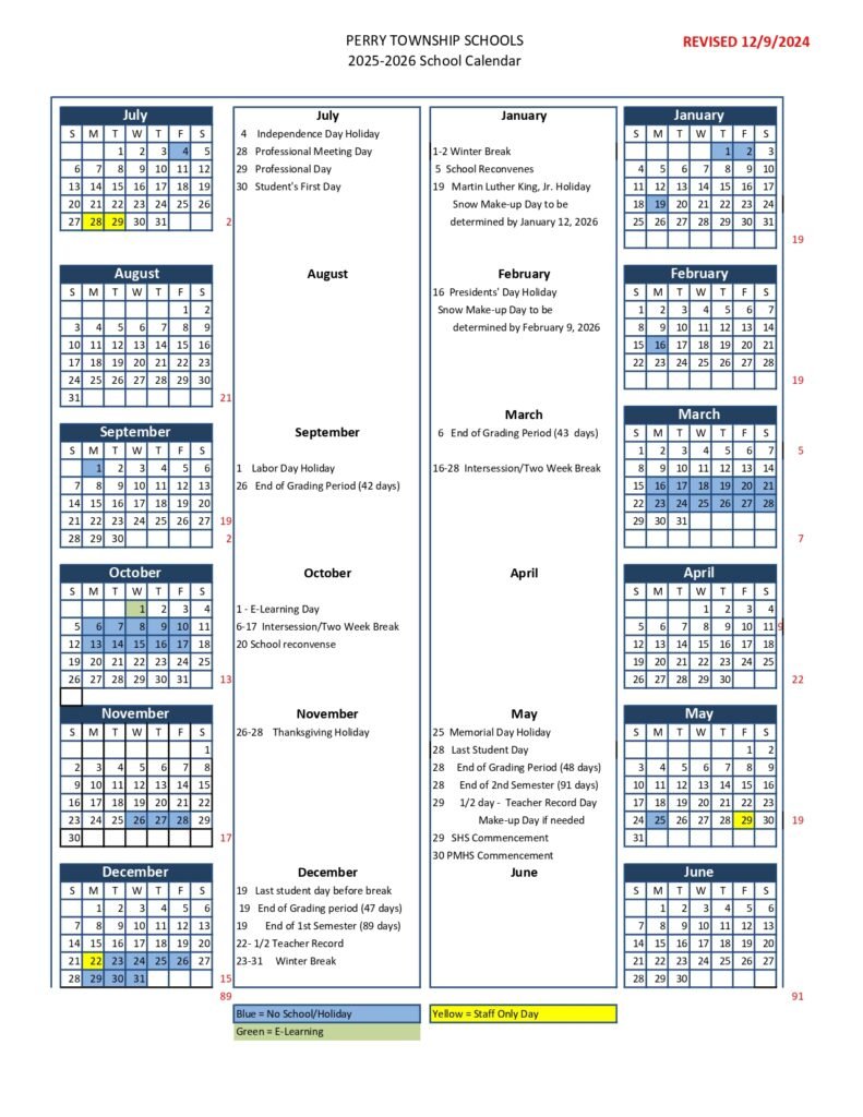Perry Township Schools Calendar