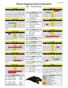 PIONEER REGIONAL SCHOOL CALENDAR