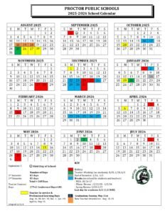 PROCTOR PUBLIC SCHOOLS 25-26 CALENDAR