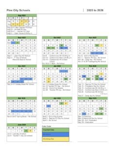 Pine City Public Schools calendar