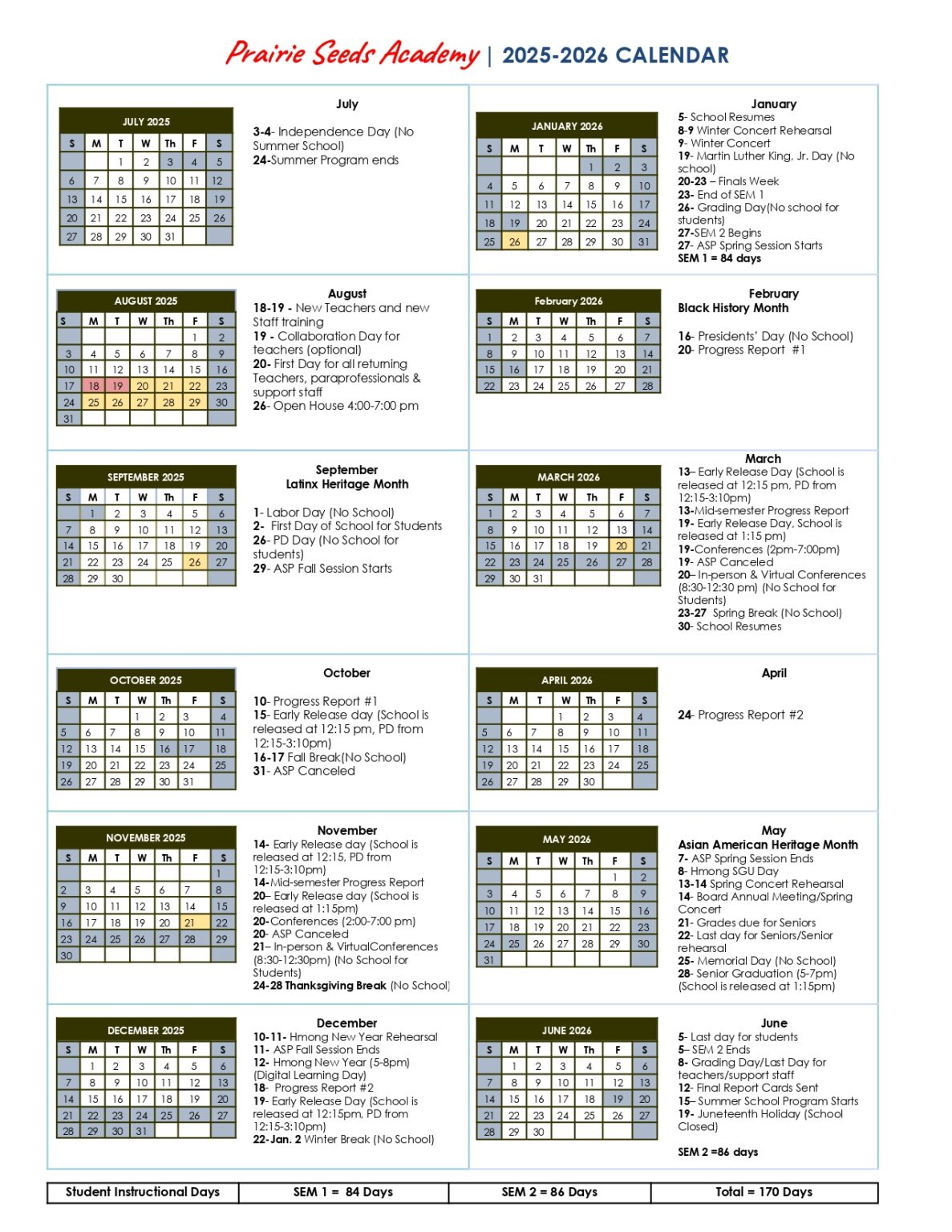 Prairie Seeds Academy MN Calendar 2526 Revised [PDF] EduCounty