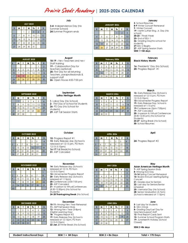 Prairie Seeds Academy 25-26, 1 calendar