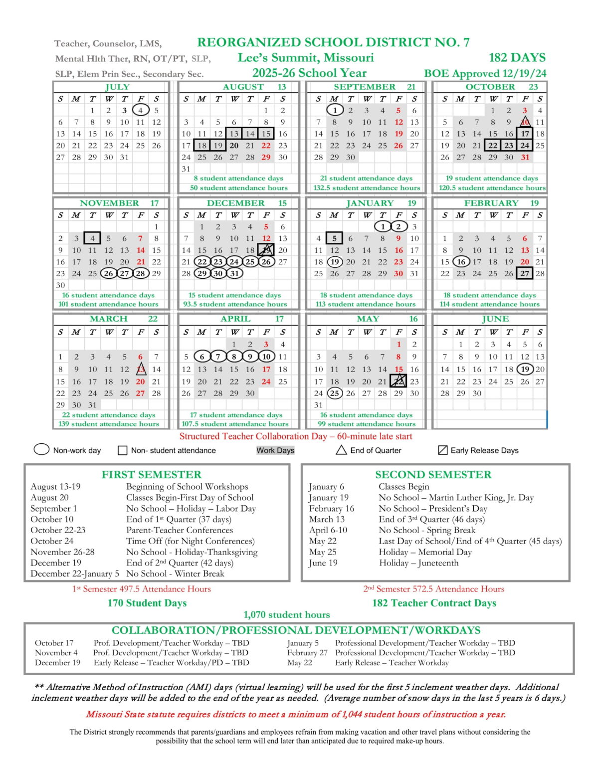 Lee #39 s Summit Schools Calendar 25 26 Revised PDF EduCounty