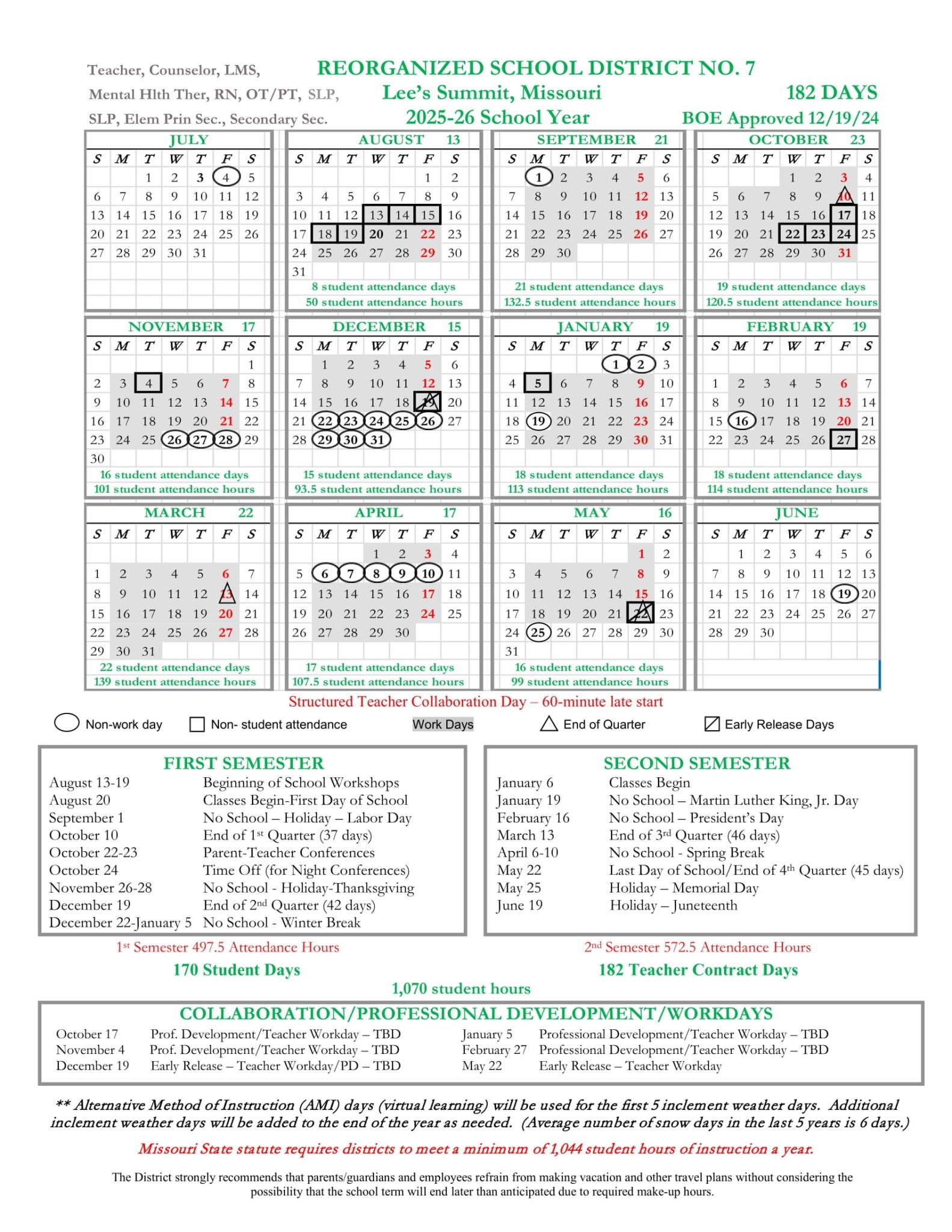 Lee #39 s Summit Schools Calendar 25 26 Revised PDF EduCounty