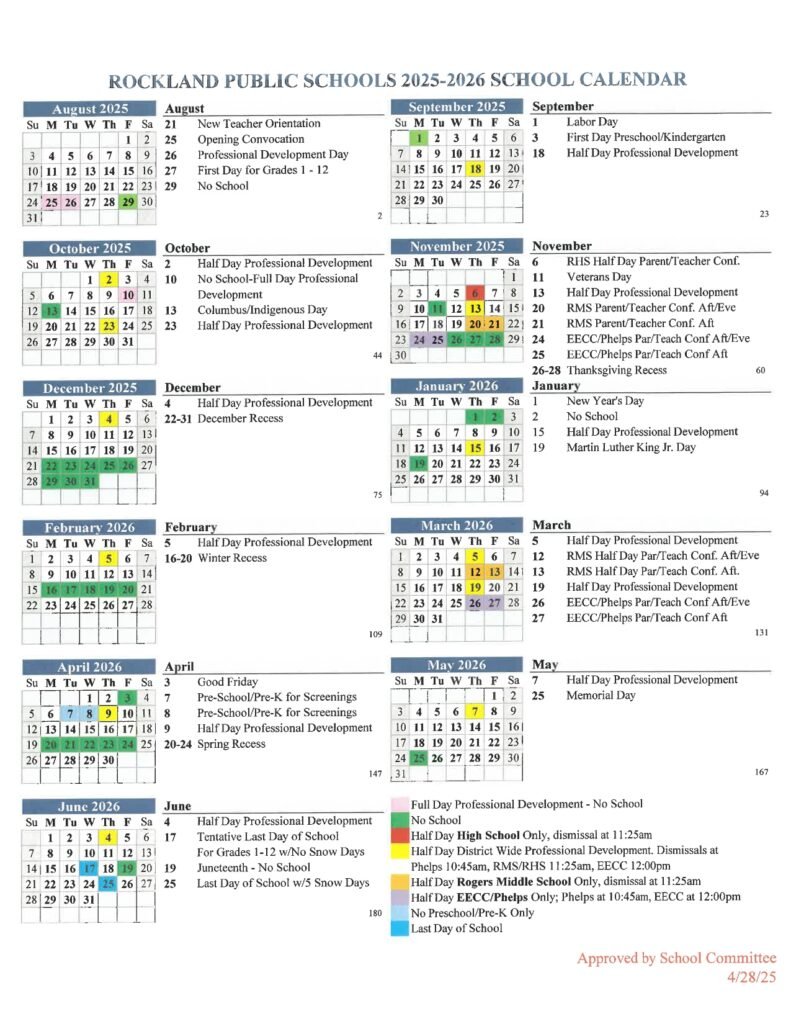 Rockland Public Schools CALENDAR