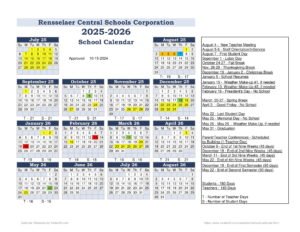 Rensselaer Central Schools Corporation calendar