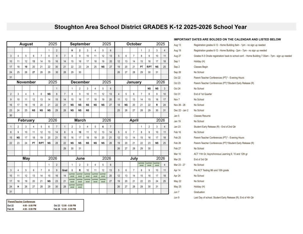 SASD stoughton calendar