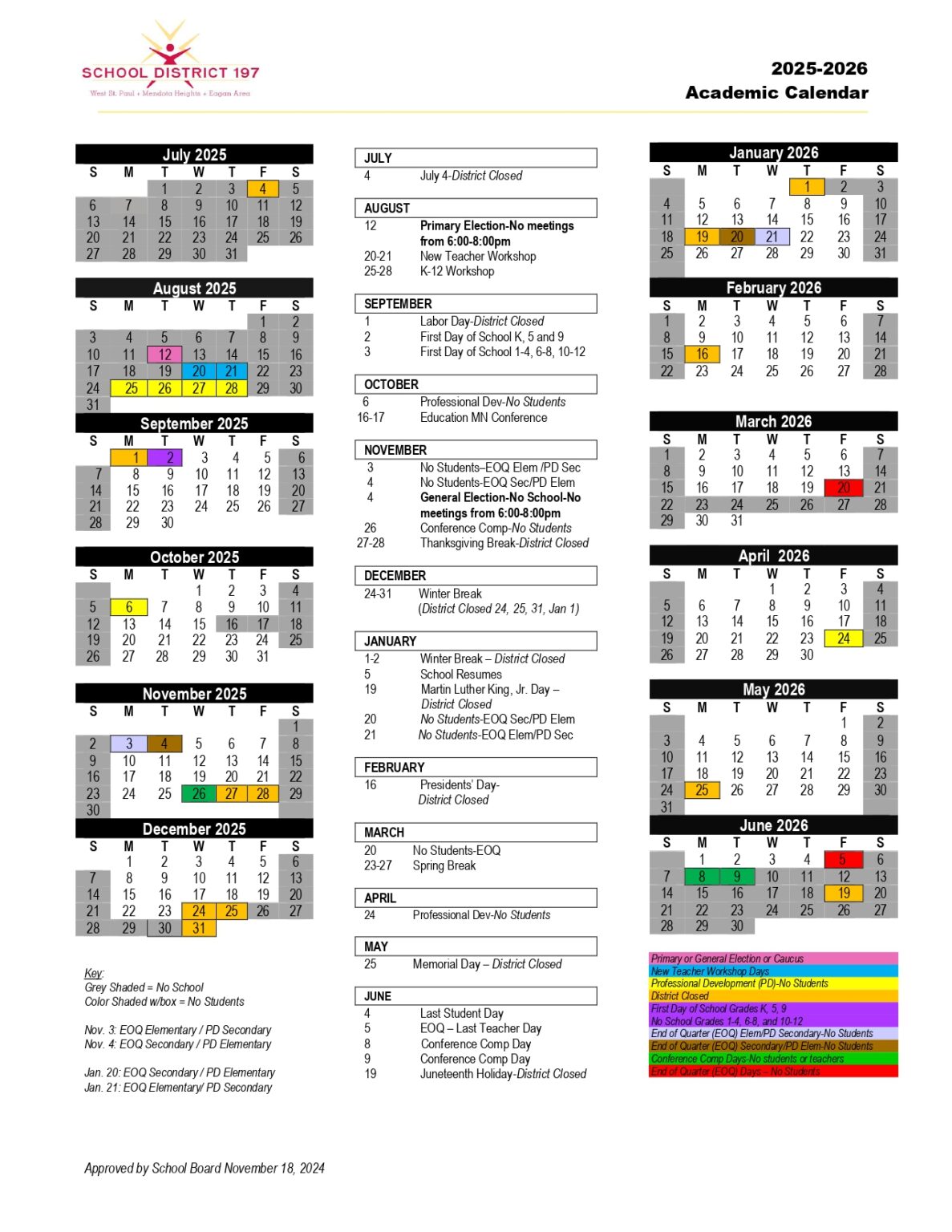 School District 197 Calendar 25 26 Revised PDF EduCounty School District 197 Calendar 25 26 Revised PDF EduCounty