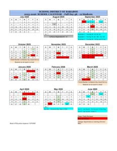 SCHOOL DISTRICT OF BARABOO CALENDAR
