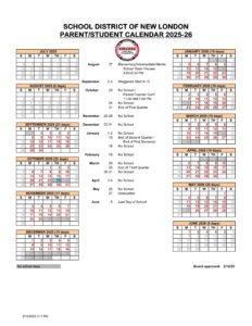 SCHOOL DISTRICT OF NEW LONDON CALENDAR