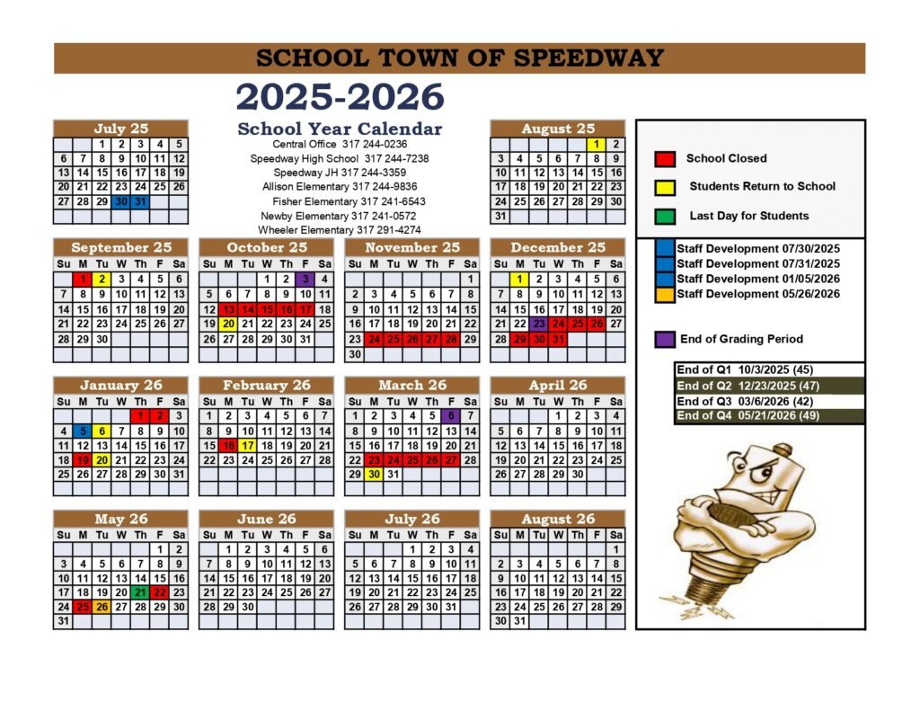 speedway schools calendar