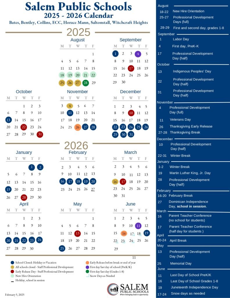 Salem Public Schools Calendar