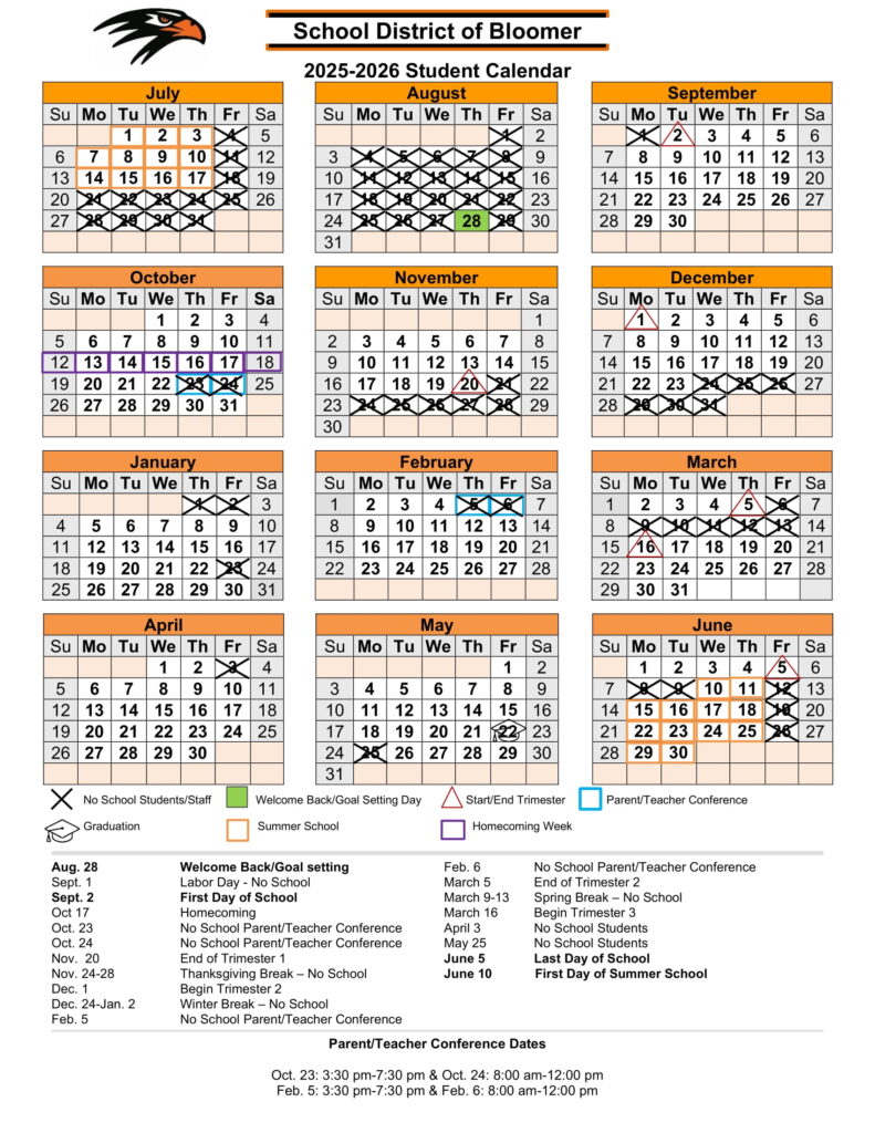 Bloomer School District Calendar wi 2526 Revised [PDF] EduCounty