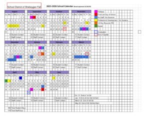 School District of Sheboygan Falls calendar
