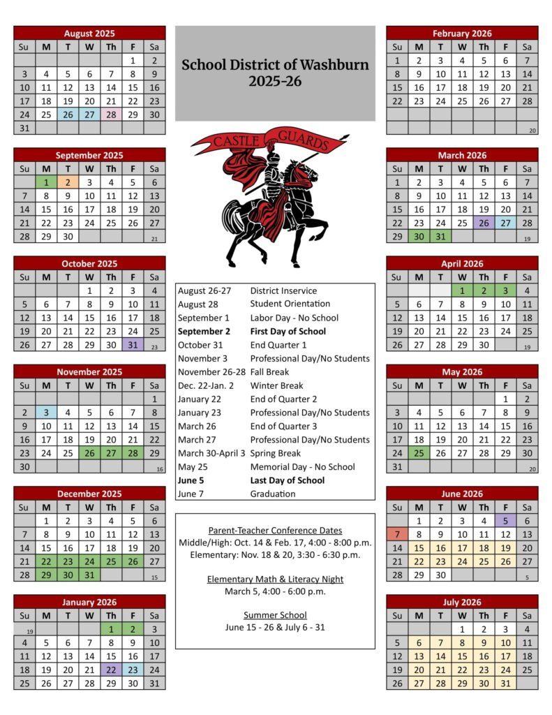 School District of Washburn CALENDAR