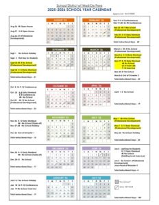 School District of West De Pere calendar