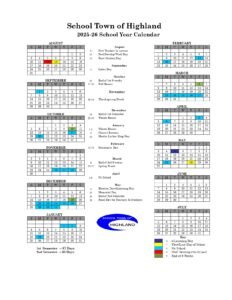 School Town of Highland calendar