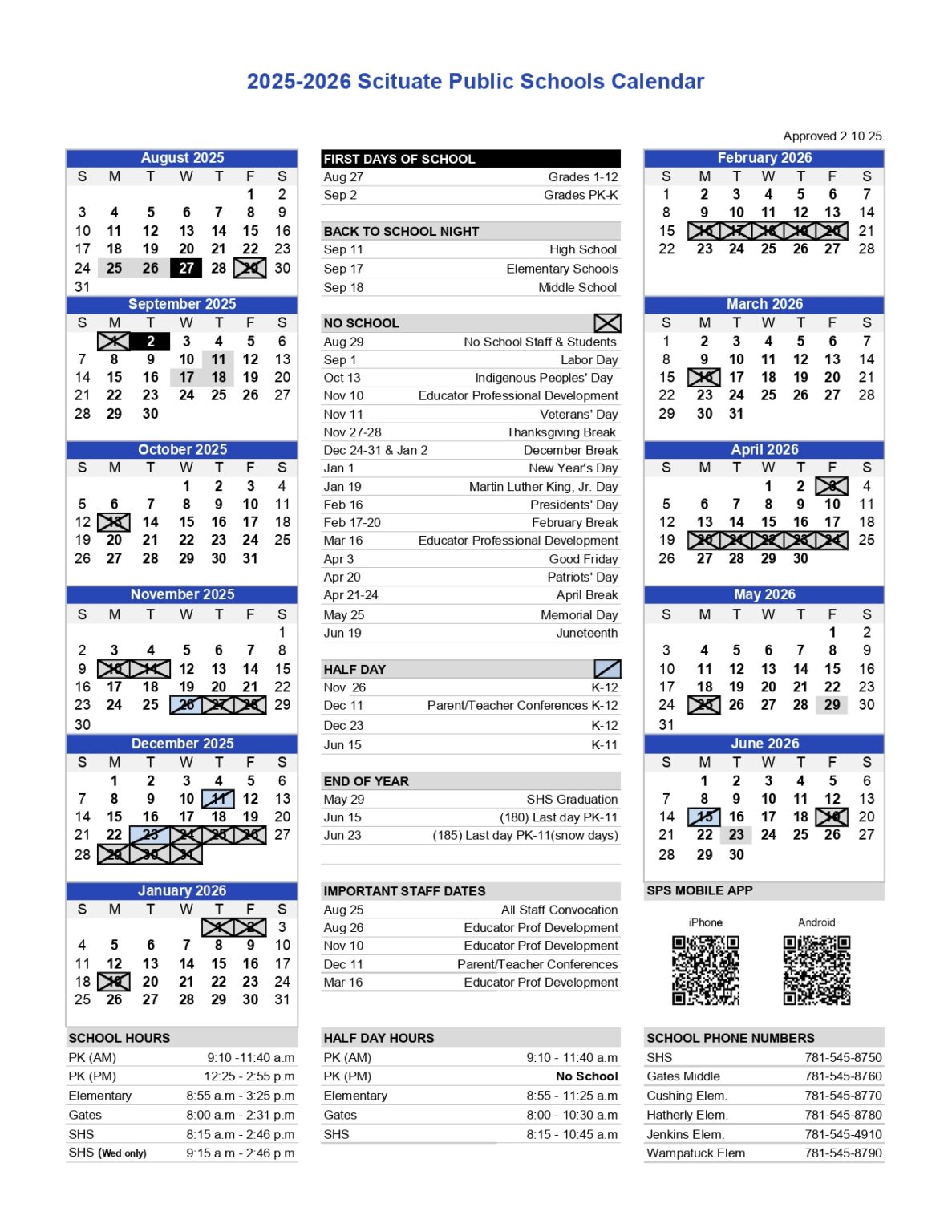 Scituate Public schools Calendar 25 26 Revised PDF EduCounty Scituate Public schools Calendar 25 26 Revised PDF EduCounty