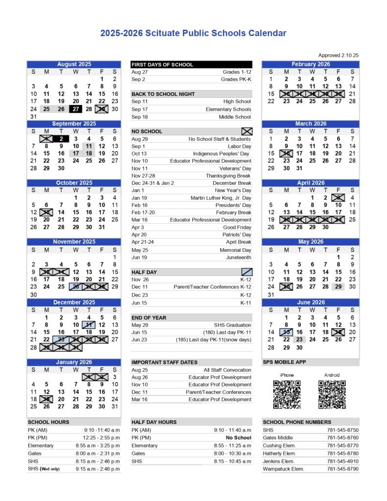 Scituate Public Schools CALENDAR