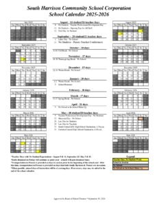 South Harrison Community School Corporation calendar