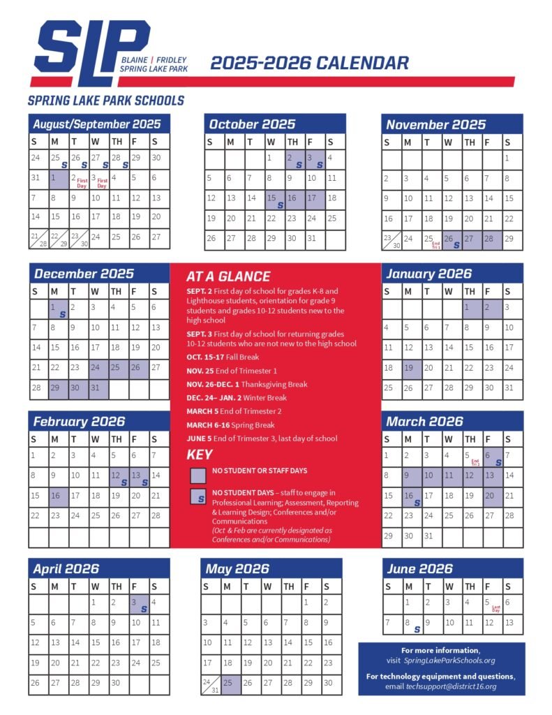 Spring Lake Park Schools 25-26 CALENDAR