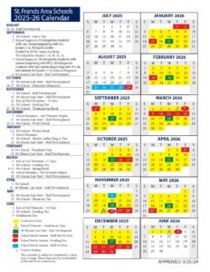 St. Francis Area Schools calendar