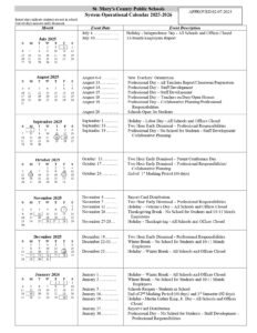 St. Mary's County Public Schools 25-26, calendar