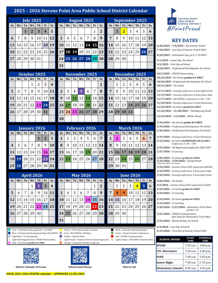 Stevens Point Area Schools Calendar wi 2526 Revised [pdf] EduCounty