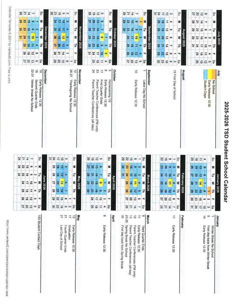 Trinidad School District CALENDAR