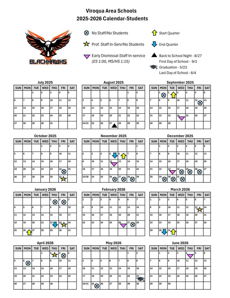 Viroqua Area Schools calendar