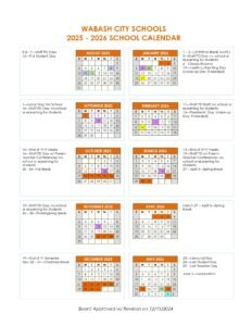 WABASH CITY SCHOOLS 2025-2026 CALENDAR