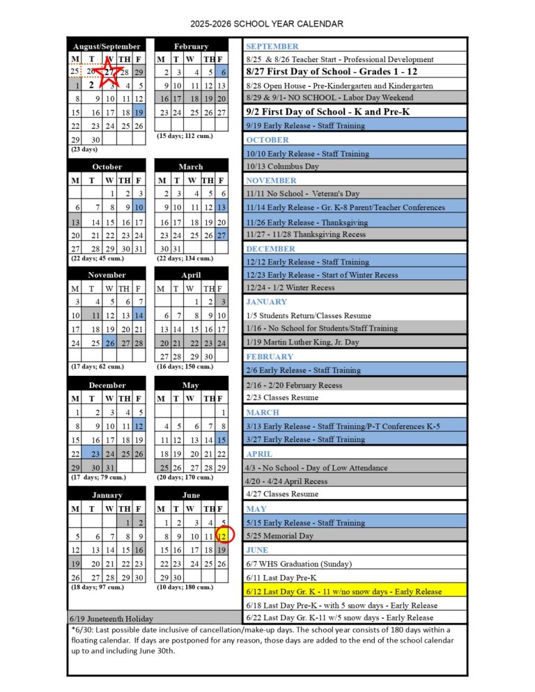 Walpole Public Schools Calendar 25-26 Revised [PDF] - EduCounty