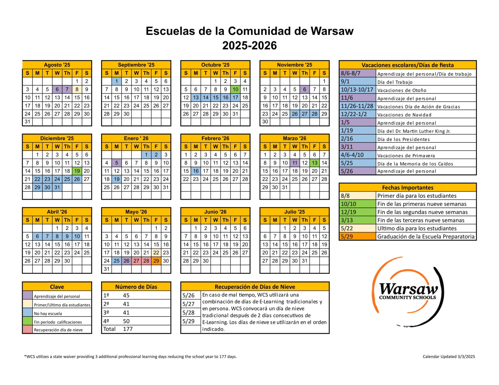 Warsaw community schools calendar 2526 Revised [pdf] EduCounty