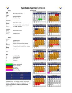Western Wayne Schools calendar