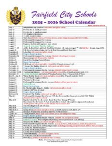 Fairfield City Schools CALENDAR